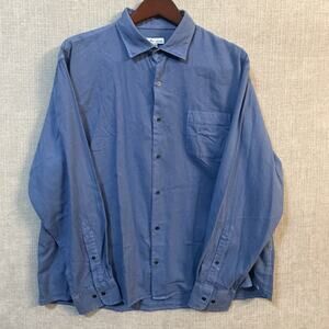 Peter Millar Mens XXL Blue Cotton Brushed Twill Plaid Button Down Classic Shirt